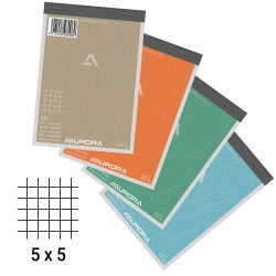 Bloc notes Aurora A6 105 x 148 mm - quadrillé 5 x 5 - 100 feuilles
