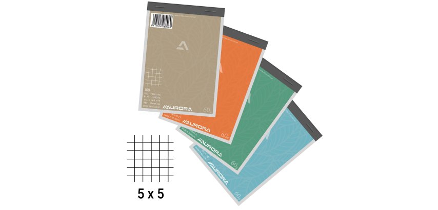 Bloc notes Aurora A6 105 x 148 mm - quadrillé 5 x 5 - 100 feuilles