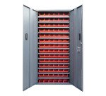 Armoire à bacs avec portes en plastique bleus - 84 bacs