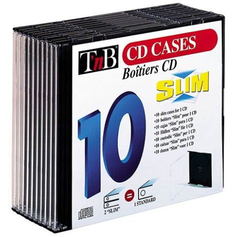 Lot 10 boîtiers CD slim plateau noir TnB