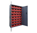 Armoire à bacs avec portes en plastique couleur - 32 bacs