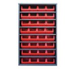 Armoire à bacs sans portes en plastique couleur - 32 bacs