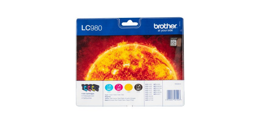 Brother LC980 Pack 4 cartuchos originales negro + tricolor (350 + 3 x 260 páginas)