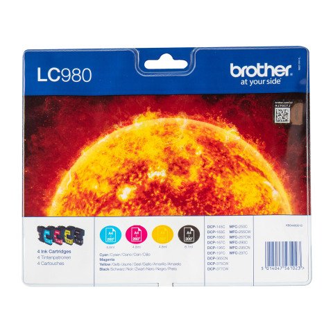 Brother LC980 Pack 4 cartuchos originales negro + tricolor (350 + 3 x 260 páginas)