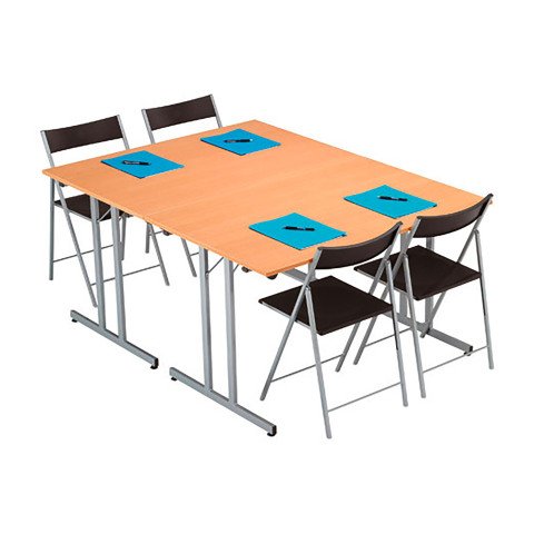 Mesa plegable 120 x 80 cm. Tablero haya patas aluminio