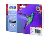 Pack von 6 Kartuschen Epson T0807 Schwarz + Farbig