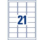 Etiquettes adresses laser 63,5 x 38,1 mm Avery L7560-25 - transparentes - Pochette de 525