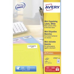 Etiquettes adresses laser 45,7 x 16,9 mm Avery L7652-100 - Boîte de 6400