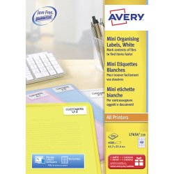 Etiquettes adresses laser 45,7 x 25,4 mm Avery L7654-100 - Boîte de 4000