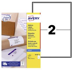 Etiquettes adresses jet d'encre 199,6 x 143,5 mm Avery J8168-40 - Pochette de 80