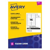 Etiquette adresse laser 99,1 x 33,9 mm Avery L7562-25 transparente - Pochette de 400