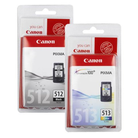 Pack de cartuchos originales Canon PG-512 y PG-513 negro + tricolor (335 + 450 páginas)