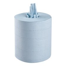 Box of 6 wiping rolls for central dispensing color blue