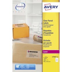 Etiquette adresse laser 99,1 x 67,7 mm Avery L7565-25 transparente - Pochette de 200