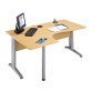 Bureau compact retour à gauche hêtre L 160 cm, piétement L métal - O-line 2