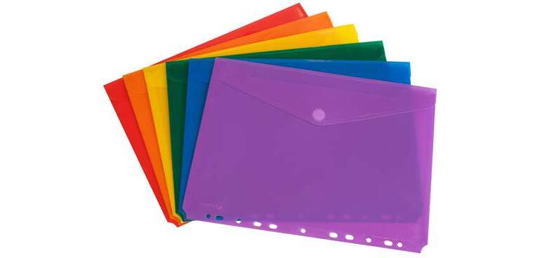Sobres para archivo multitaladro multicolor A4 Paquete de 6