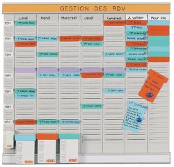 Planificador de oficina con tarjetas T - 7 columnas, índice 2 + 1 columna de índice - 24 ranuras - Nobo