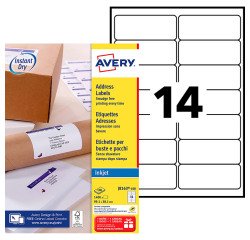 Etiquettes adresses jet d'encre 99,1 x 38,1 mm Avery J8163-100 - Boîte de 1400