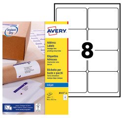Etiquettes adresses jet d'encre 99,1 x 67,7 mm Avery J8165-40 - Pochette de 320