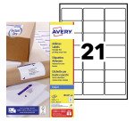 Etiquettes adresses jet d'encre 63,5 x 38,1 mm Avery J8160-100 - Pochette de 2100