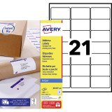 Etiquettes adresses jet d'encre 63,5 x 38,1 mm Avery J8160-100 - Pochette de 2100