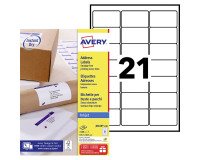 Etiquettes adresses jet d'encre 63,5 x 38,1 mm Avery J8160-100 - Pochette de 2100