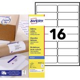 Etiquettes adresses jet d'encre 99,1 x 33,9 mm Avery J8162-40 - Pochette de 640