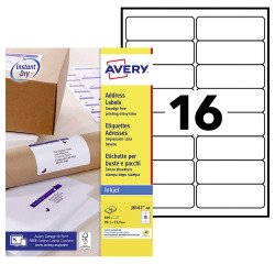 Etiquettes adresses jet d'encre 99,1 x 33,9 mm Avery J8162-40 - Pochette de 640