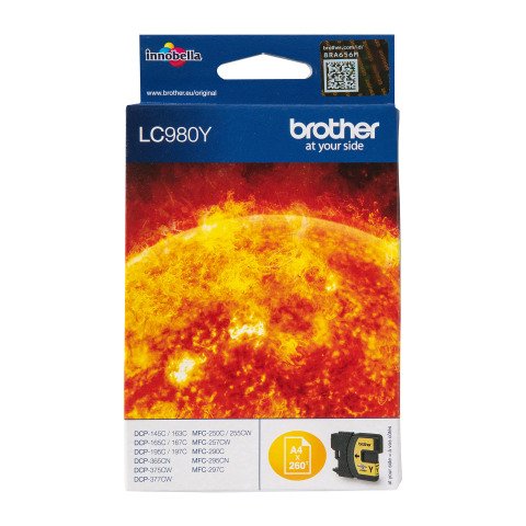 Brother LC980C cartucho original Amarillo (260 páginas)