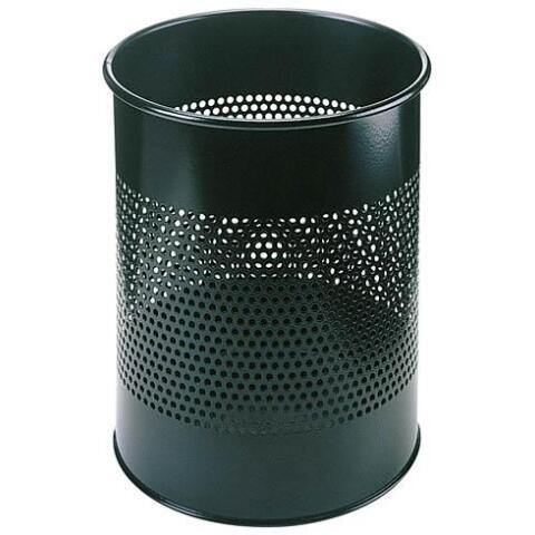 Papelera de metal perforada Durable 15L negra