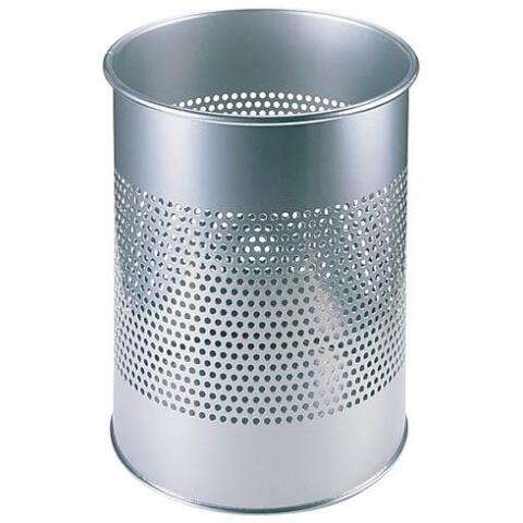 Papelera de metal perforada Durable 15L plata