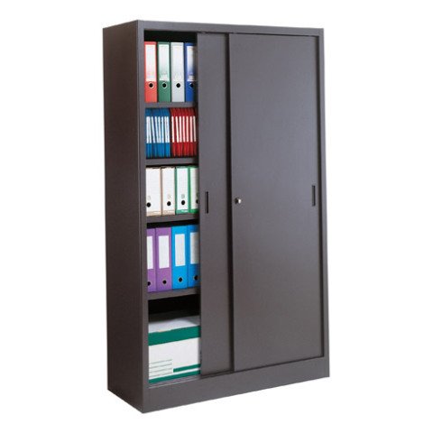 Armario de oficina metálico desmontable Gran volumen Alt. 200 x An.120 cm Antracita Puerta corredera