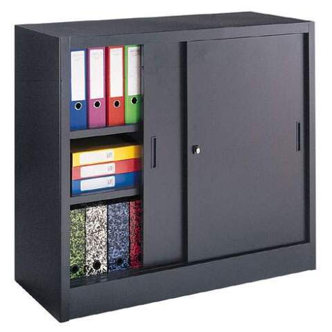 Armario de oficina metálico desmontable Gran volumen Alt. 105 x An. 120 x Fon 45 cm Antracita Puerta corredera