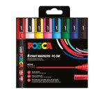 Marqueur Uni Ball Posca couleurs assorties pointe ogive 1,8 à 2,5 mm - Boîte de 8
