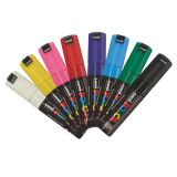 Marqueur Posca PC8K couleurs assorties pointe biseautée 8 mm - Etui de 8