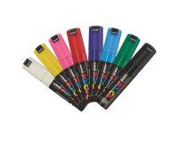 Marqueur Posca PC8K couleurs assorties pointe biseautée 8 mm - Etui de 8