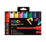 Marqueur Uni Ball Posca couleurs assorties pointe biseautée 8 mm - Boîte de 8