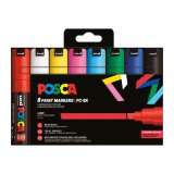Markers Uni Ball Posca assorted colours chisel tip 8 mm - Box of 8 markers