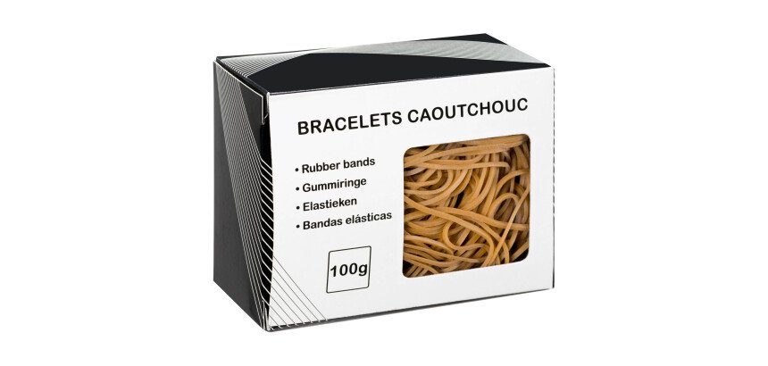 Bracelets caoutchouc 120 mm - Boîte de 100 g