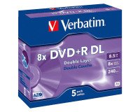 DVD+ R DOBLE CARA 2.4 x 8,5 GB VERBATIM caja de 5