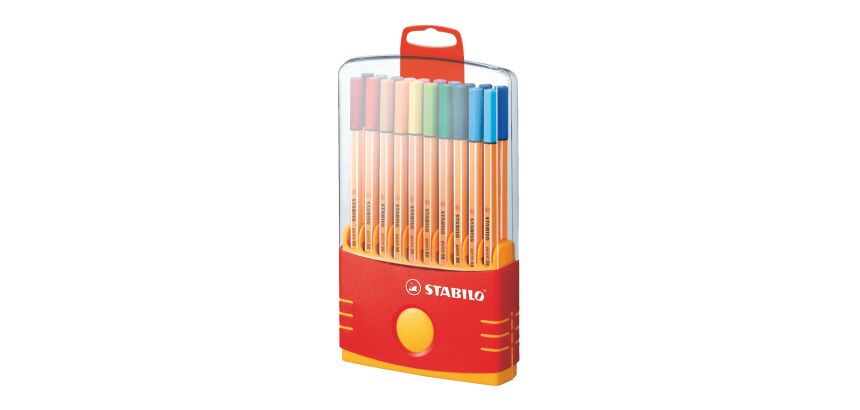 Stylo feutre Stabilo point 88 - Chevalet de 20 couleurs assorties