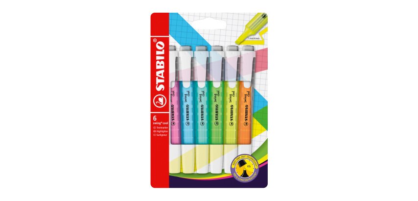 Textmarker Stabilo Swing Cool sortierte Farben - Paket von 6