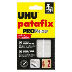 Pâte adhésive Uhu Patafix Pro Power noir repositionnable - Etui de 21 pastilles