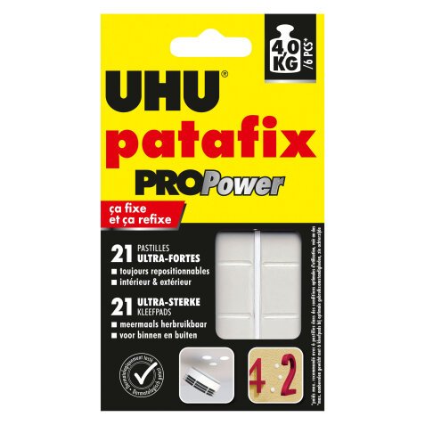 Pâte adhésive Uhu Patafix Pro Power noir repositionnable - Etui de 21 pastilles