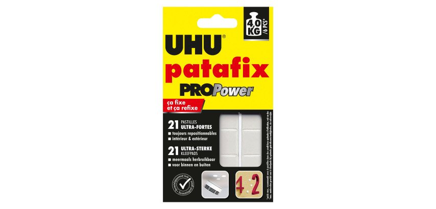 Sleeve of 21 repositionable pastilles adhesive paste Uhu Patafix Pro Power black