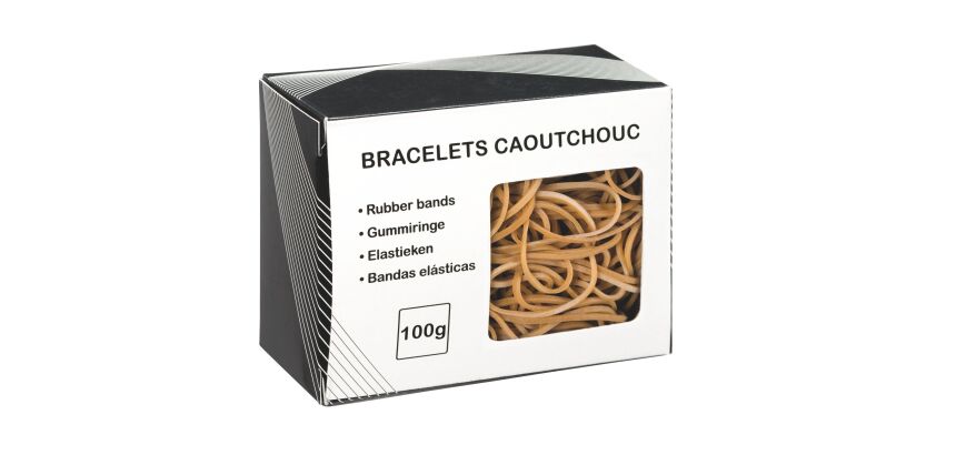 Bracelets caoutchouc 200 mm - Boîte de 100 g