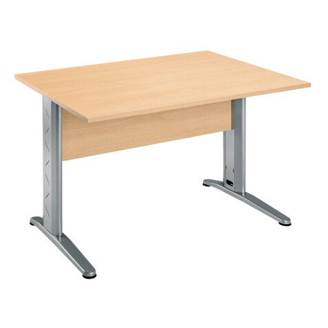 Bureau droit hêtre L 120 cm, piétement L métal - O-line 2
