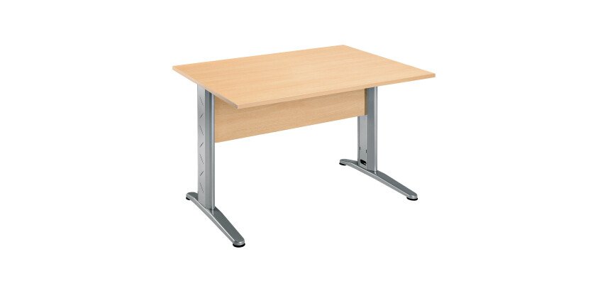 Bureau droit hêtre L 120 cm, piétement L métal - O-line 2