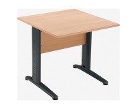 Bureau droit hêtre L 80 cm, piétement L métal - O-line 2 - anthracite