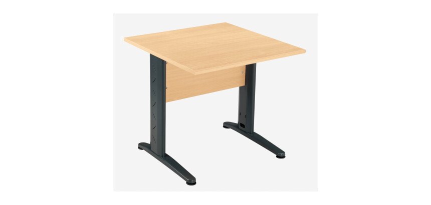 Bureau droit hêtre L 80 cm, piétement L métal - O-line 2